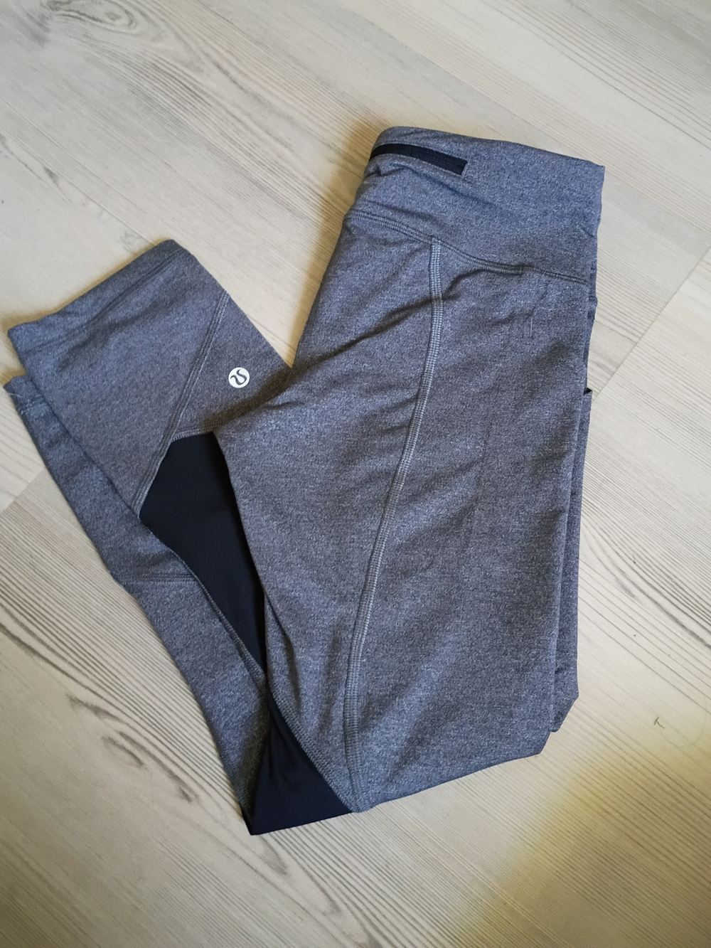 Lululemon Girls' Gray Athletic Leggings with Black Accents
